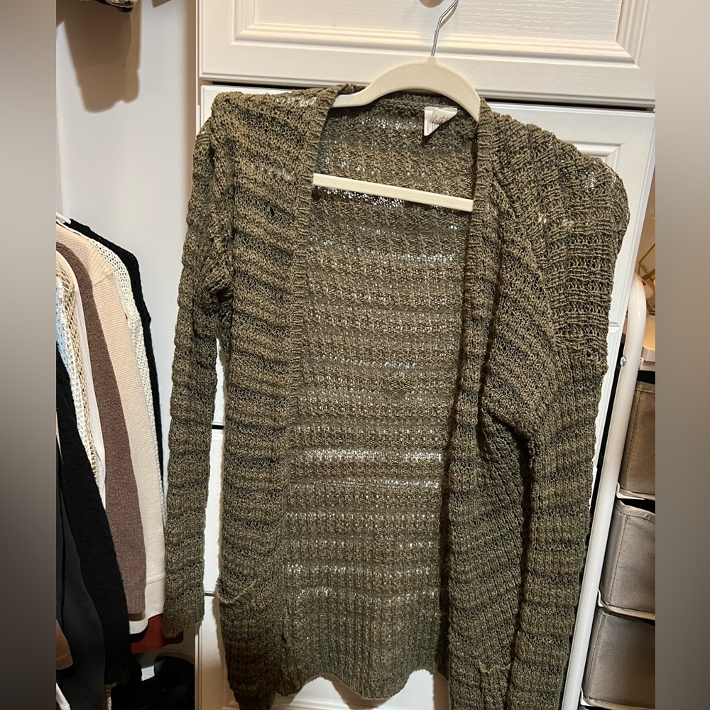 green cardigan